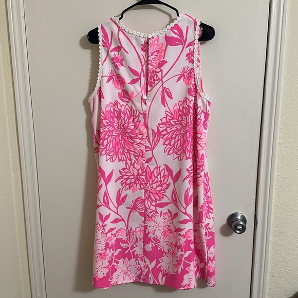 NWT Lilly Pulitzer Caliente Pink White Floral Nala Lace Trimmed Shift Dress 12 - Picture 3 of 9